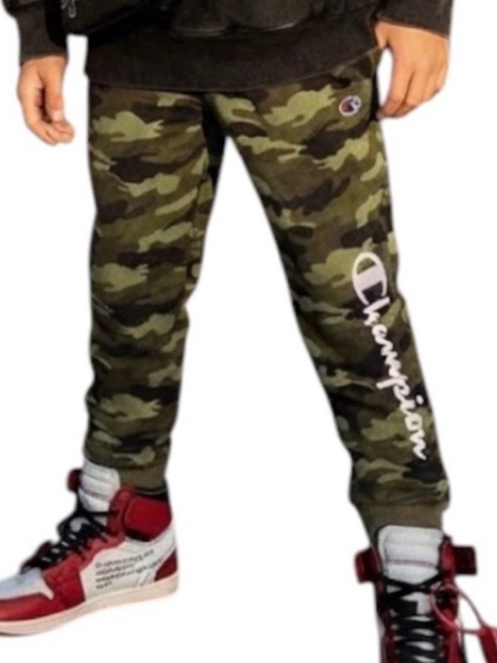 CHAMPION STREETWEAR Utility Y2K Boys Green Camo Cargo Joggers Sweatpants 10-12Y